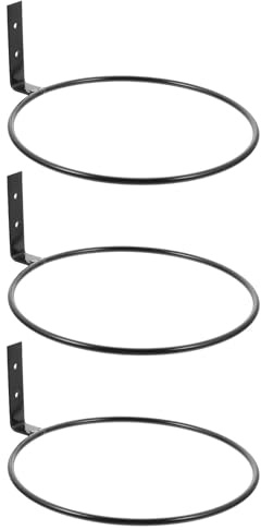 DEARMAMY Wandpflanzring 3 Stück aus Eisen für Blumentöpfe Schwarz | Hohle Wandmontage, Unten Frei Aufgehängt, Platzsparend, Belüftung und Drainage, Balkon und Zuhause