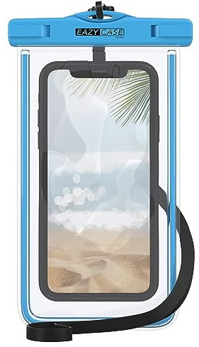 EAZY CASE - wasserdichte Unterwasserhülle Blau Schutzhülle Handyhülle Universal Unterwassertasche Hülle Handy Tasche wasserfest Universalhülle für alle Modelle bis 6,7 Zoll mit Umhängeband in Schwarz