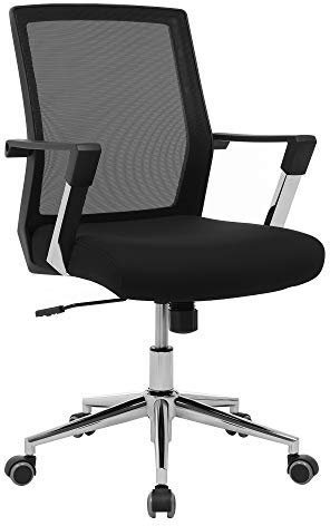 SONGMICS Girevole, Sedia da Scrivania a Rete, Altezza Regolabile, Inclinazione ad Ondeggiamento, Max Portata 150 kg, per Studio Ufficio, Nero OBN83B, Metallo, 6155102