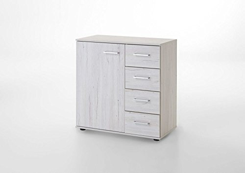 Beauty.Scouts Möbel EXTARA Collection Kombikommode Siblo Kommode Schrank Flurkommode Garderobenschrank Aufbewahrung Flur Diele Wohnzimmer Schlafzimmer Weißeiche NB 81x83x41cm