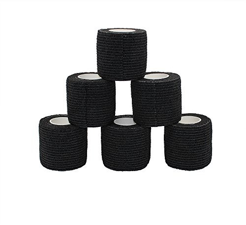 Fuluning, Tapeverband, Selbsthaftend Tape, stark Sport Tape für Handgelenk (5cm6Rolls, Black)