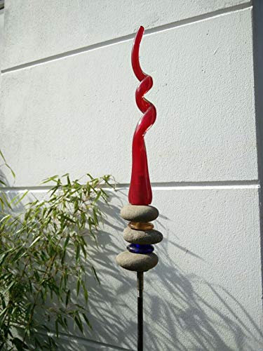 Zen Man Edelrost GartenStecker GartenGlaskugel Glasdeko Rost Gartenfigure Beetstecker Rot 140 * 5 cm 101562