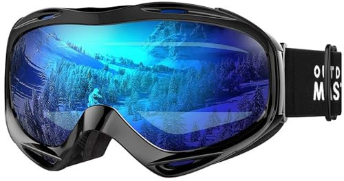 OutdoorMaster Unisex Skibrille OTG für Damen und Herren, Snowboard Brille Schneebrille 100% UV-Schutz skibrille für brillenträger, Anti-Nebel Snowboard Brille Ski Goggles für Jungen