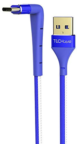 TECHGEAR 2in1 2m USB C Cable, 90 Degree Right Angle Fast Charge & Phone Stand Cable Compatible for Huawei P50, Samsung S22 S21 S20 FE A20e A12 A52 A53, Honor 50, OnePlus 9 10, Oppo, Pixel 6, P50 etc