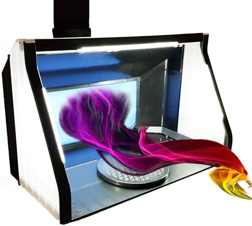 BARTSHARP Airbrush - Large Airbrush Spray Booth - Portable Airbrush Spray Booth & Extractor | Double Fan Motor 9m³ Air Flow P/M | LED Lights