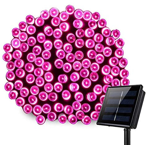 Luci natalizie, 7m 50 LED Luci di Natale solari Luci da fata natalizie impermeabili per giardini all'aperto decorazioni natalizie per matrimoni (Rosa)