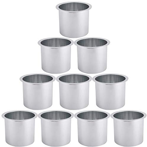 Lot de 10 porte-gobelets en aluminium massif pour bateau, table, camping-car (lot de 10 argentés)