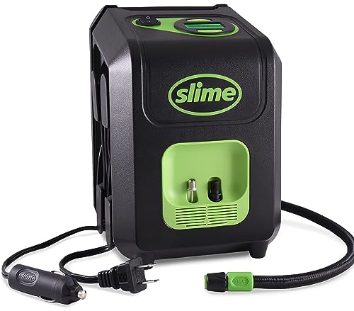Slime Inflador de neumáticos 40052, enchufe portátil para coche y hogar, SUV, compresor de aire 4x4, apagado automático de inflado derecho, con pantalla digital de 99 psi, almacenamiento de doble