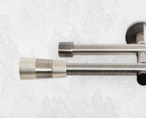ALOHA Gardinenstange Vorhangstange 16mm Wandmontage, EIN/ZWEI-läufig, Inox, Satin, Golden, Länge: 120-600cm, ohne Ringe (120cm / Sizilien/Golden / 2-läufig)