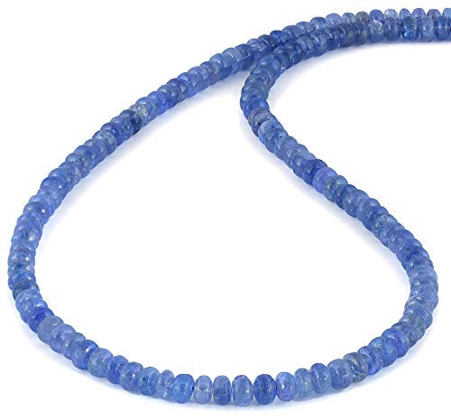 Vatslacreations – Natürliche AAA-Tansanit-Perlenkette mit Verschlusskette aus 925er Sterlingsilber, glatt, 5 mm, Halbedelstein, Dezember-Geburtsstein, Schmuck für Frauen/Mädchen