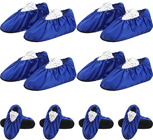 8 Pares Cubiertas de Zapatos Reutilizables Antideslizantes Cubiertas de Botas Impermeables para Protección de Casa Alfombra Lavable en Lavadora (Azul Real)