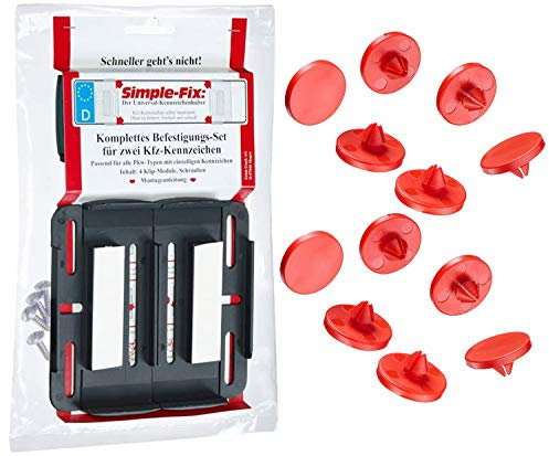 Kusnezov Simple-Fix Universal Kennzeichenhalter Kennzeichenträger mit Lackschutz Gummidämpfer
