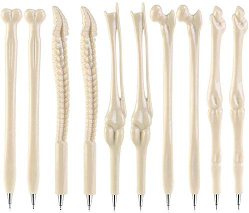 Neuheit Bone Design Kugelschreiber, 10 Stück, Blau-Schwarz Tinte, für Kreative Geburtstagsgeschenke, Kunstdesign, Bürobedarf (5 Blau + 5 Schwarz)