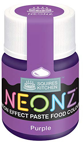 Squires Kitchen NEONZ Neon Effect Purple Food Colouring Paste, Concentrated Food Colour for Use with Sugarpaste, Icing, Fondant, Modelling Paste, Buttercream, Royal Icing, Cake Mixes and More - 20g