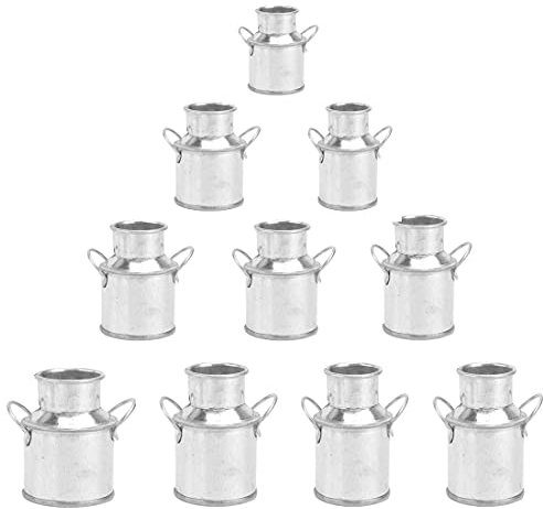 Happyyami Accessoires 10 pièces Pot à lait Seau en tôle Seau à fleurs français Seau à fleurs miniature en métal Mini pot à lait Seau Mini Rustique Galvanisé Vase Peut Vase Fer Plante