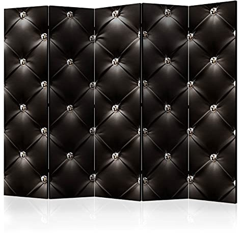 murando Raumteiler Foto Paravent Glamour 225x172 cm beidseitig auf Vlies-Leinwand Bedruckt Trennwand Spanische Wand Sichtschutz Raumtrenner Design schwarz Diamant Ornament Lederoptik f-B-0046-z-c