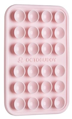 OCTOBUDDY Classic - Silicone Suction Phone Case Adhesive Mount - Hands-Free, Strong Grip Holder for Selfies and Videos - iPhone and Android Compatible - 2.25″ x 3.25″, Chalk Pink