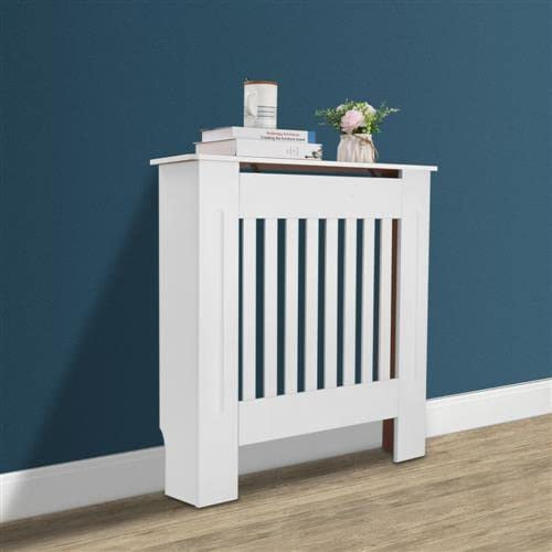 Outvita Cache Radiateur, Couverture Radiateur 78x19x81cm, Housse Décorative Blanc en MDF - Lattes