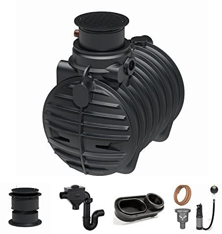 Zisterne Erdtank 3400 Liter Komfort III inkl. Ausgleichsdom, Deckel, Regenwasserfilter mit Siphon, beruhigtem Zulauf und Regenwasserpumpen-Set - Regenwasserbehälter bzw. Regenwassertank unterirdisch