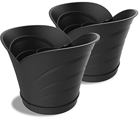 FRANKYSTAR Tulipano - Set di 2 vasi con foro centrale. Vasi da esterno. Colore bianco o grigio. Made in Italy (Grigio)