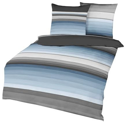 Kaeppel Linon Renforcé Bettwäsche 2 TLG. Continue Taube Blau Grau Silber, Größe:155x220cm Bettwäsche