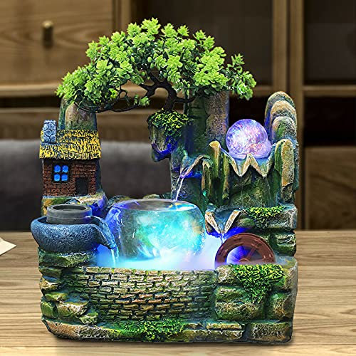 Fuente de escritorio, fuente de habitación, cascada, jardín, fuente de mesa, atomización, humidificador, plantas, ornamento, fuente de agua, decoración para meditación zen