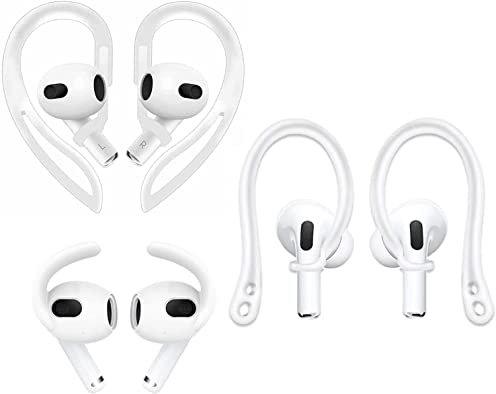 ALXCD Ear Hooks Compatible with AirPods 3 3rd Gen, Anti-Slip Adjustable Soft TPU Earhook, Silicon Ear Tips Hook, Silicon Ear Hook, Compatible with AirPods 3, 3 in 1 White