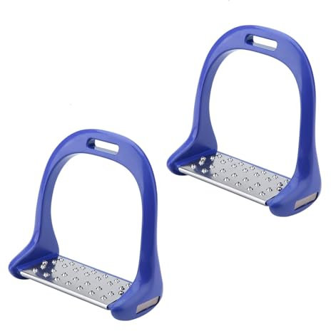 Cyrank 1pair Pferd Steigbügel, Aluminium Steigbügel Pad, leichte Reiten Sattel Steigbügel rutschfeste Auflage für Sattel mit Pferdematte für Reitsport(blau)