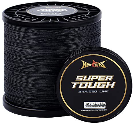 HERCULES Lenza da pesca intrecciata super resistente, 4,5 kg, test nero, 4,5 kg (130 metri), 4 fili