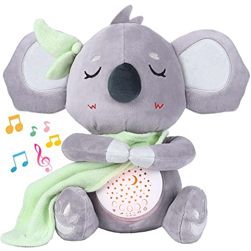 Baby Einschlafhilfe, Koala White Noise Machine Baby Kuscheltier mit Weißes Rauschen Nachtlicht Spieluhr Projektor Musik Licht, Baby Spielzeug Geschenk für Junge Mädchen Newborn ab 0 Monate Neutral
