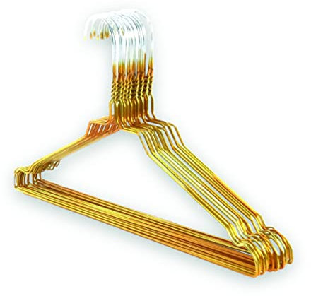 HOME PRO Kleiderbügel aus goldfarbenem Metall, Kleiderbügel, Gold, Kleiderschrank, bunte Krücken, Eisen, platzsparend, Hauswäsche, 40 cm, 25 Stück