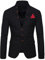 seiveini Blazer Homme Slim Fit Veste d'affaires Élégant Business Mariage Vestes de Costume Manteaux Classqiue A Noir XXL