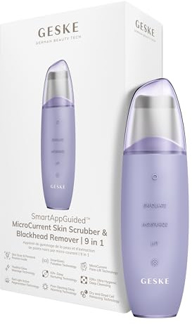 GESKE | SmartAppGuided™ MicroCurrent Skin Scrubber & Blackhead Remover | 9 in 1 | Skincare Tools | Face Cleaning | Anti Aging und Reinigung | Professionelle Gesichtsstraffung | Mitesserentferner