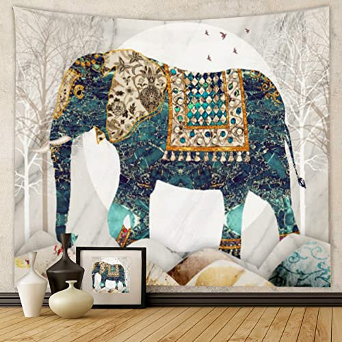 Wandteppich Elefanten, Wandteppich Aesthetic Böhmen, Tapisserie Landschaft Wandbehang für Wohnzimmer, Schlafzimmer, Wohnheim, Kinderzimmer, 3D Heimdekoration Wandtücher 100 x 75 cm