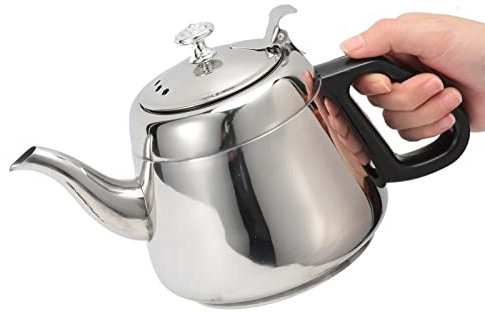 Stainless Steel Teapot With Sieve Insert - 2L Silver Stove Top Kettle for Coffee and Tea Making - Hot Water Pot With Filter