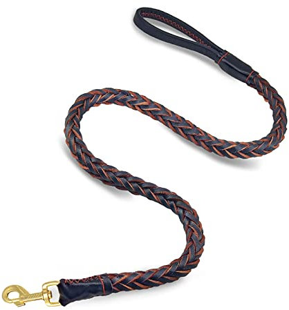 Hundeleine Leder, strapazierfähiges Rindsleder, geflochtene Hundeleine, strapazierfähige Leder-Hundeleine, weiche und Bequeme Lederleine für große und mittelgroße Hunde