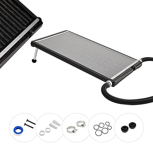AREBOS Chauffe-Piscine Solaire, 110 x 65 x 7,5 cm Chauffage Solaire pour Piscine, capacité jusqu'à 15 litres, débit jusqu'à 10.000 L/h, raccord de Tuyau Ø 32/38 mm, matériel de Montage Inclus
