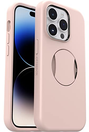 OtterBox iPhone 14 Pro (Only) OtterGrip Symmetry Series Case - MADE ME BLUSH (Pink), built-in grip, sleek case, snaps to MagSafe, raised edges protect camera & screen