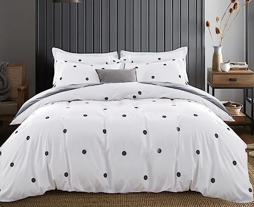 Hafaa King Size Duvet Cover Sets Soft Printed Bedding Set Brushed Microfiber Duvet Covers with Pillowcases (Doted 230x220 CM)