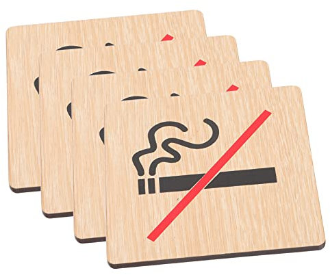 USHOBE 4 Pièces Panneau en Bois Non Fumeur Panneau D'avertissement Public Panneau D'affichage Public Pas De Zone pour Le Café Pancarte De Conseils Amicaux Rectangle Signalisation WiFi
