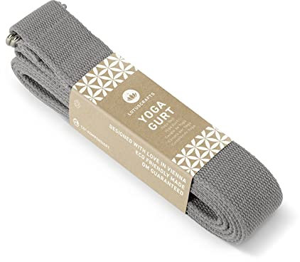 Lotuscrafts® Yogagurt 2,5 m, Yoga Band zum Dehnen aus 100% Bio-Baumwolle, Yogagurte für Anfänger und Fortgeschrittene, Yoga Gurt mit Verschluss aus Metall, Yogaband, Yoga Strap