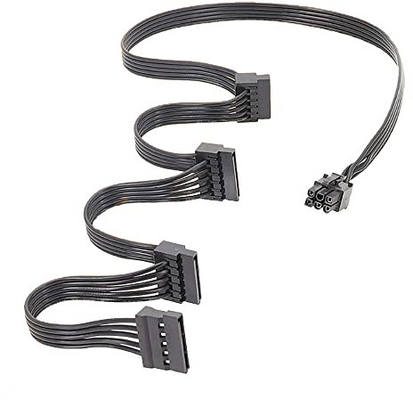 iHaospace Cable adaptador de 6 pines a 15 pines SATA para Corsair RM550x RM650x RM750x RM850x RM1000x RM650i RM750i RM850i RM1000i PSU