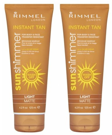 2 x Rimmel London Instant Tan Sun Shimmer Instant Tan - Light Matte 125ml