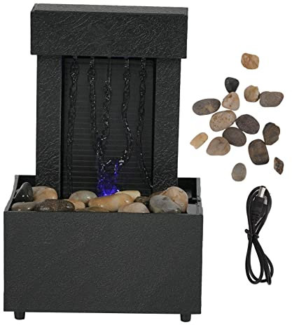 plplaaoo Farbwechselnde LED-Lichter, Wasserfall-Lichtshow-Tischbrunnen Mit Natürlichen Flussfelsen, Lichtshow-Tischwasserbrunnen, Desktop-Wasserbrunnen, Für Büro-Wohndekoration