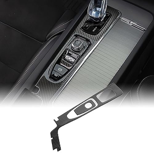 KUNGKIC Kohlefaser Auto Schalttafel Abdeckung Getrieberahmen Aufkleber Gangschaltung Paneel Innenraum Dekorativ Compatible with VOLVO XC60 S60 2022 2023 V60 2021-2023 Zubehör Refit,Stil C,Schwarz