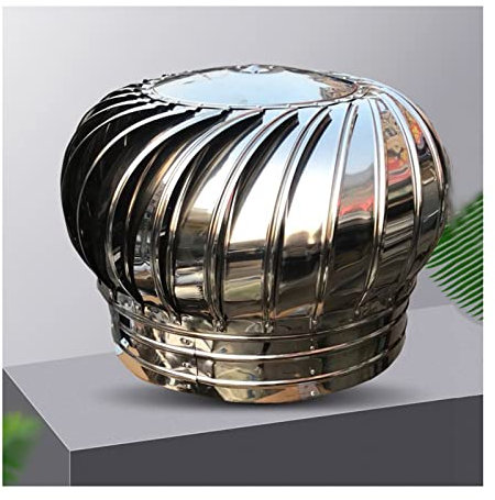 Zanotva Rotating Chimney Cowl,Stainless Steel Rotating Ventilation Chimney Cowl,Steel Rotating Chimney Cowl Cap Spinner Anti-Downdraught Turbine Ventilator,Roof Ventilator,400mm