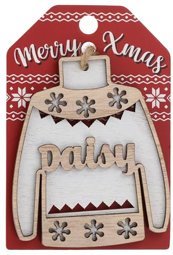 Daisy Name Christmas Jumper Wooden Tree Decoration Personalised Bauble Xmas White