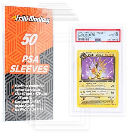 Friki Monkey Card Sleeves für PSA Slabs, abgestufte Kartenhüllen, Hüllen für PSA Größe 87 x 139 mm, Hüllen in Briefgröße abgestuft PSA, CGC, PCA..., Slab Protektoren, Sleeves 50 Stück