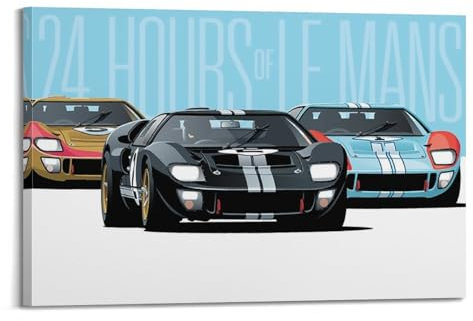 HAYZE Rennwagen-Kunstwerk-Poster für Ford GT40, Super Car, dekorative Leinwand, Wand- und Kunstposter, Gemälde, 20 x 30 cm