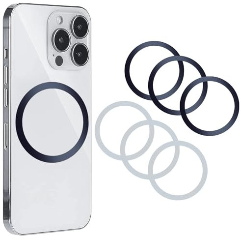 Ring Stickers 6PCS, Metal Ring Stickers Compatible with Apple and Android Mobile Phones, Car Accessories Card Wallet/Battery Packs